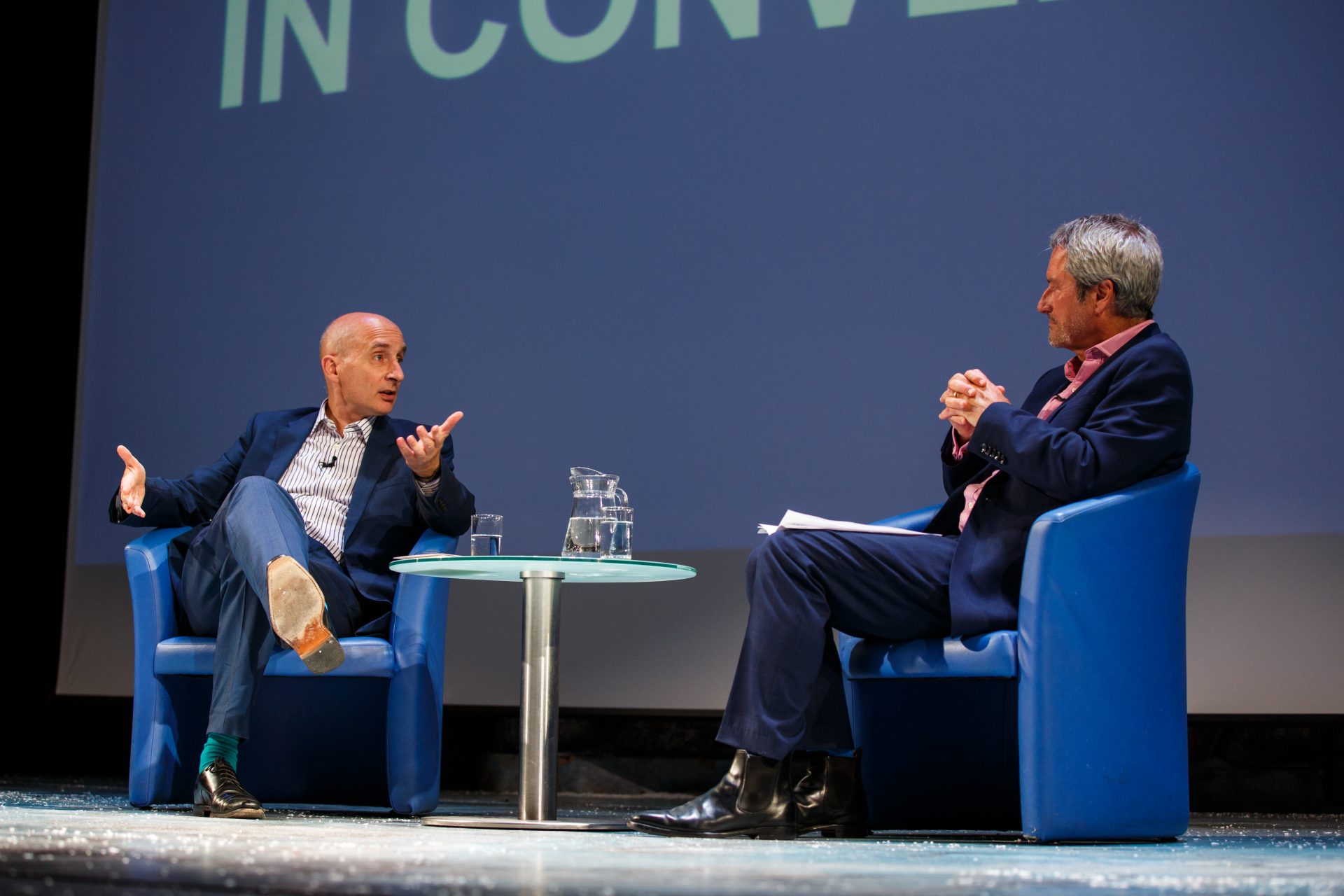 Lord Adonis talking to Gavin Esler