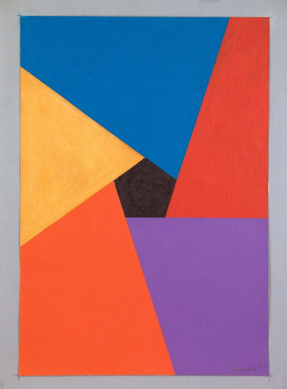 Artwork with coloured panels by Gerard Caris